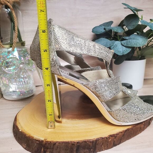 Michael Kors Heels Berkley T-Strap Shine Crinkled Python Zipper Women's Size 9 * - Picture 3 of 7